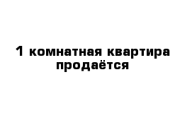 1 комнатная квартира продаётся